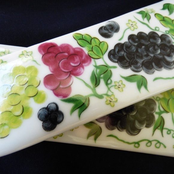 Set of 2 porcelain pie cake server grape pained pattern - Picture 6 of 8